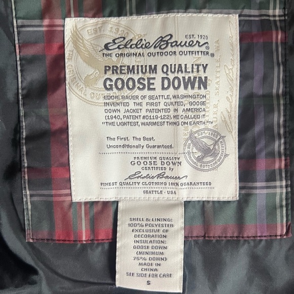 Eddie Bauer Full Zip Sleeveless Pockets Plaid Preppy Vest Size Small GOOSE DOWN - Picture 5 of 9